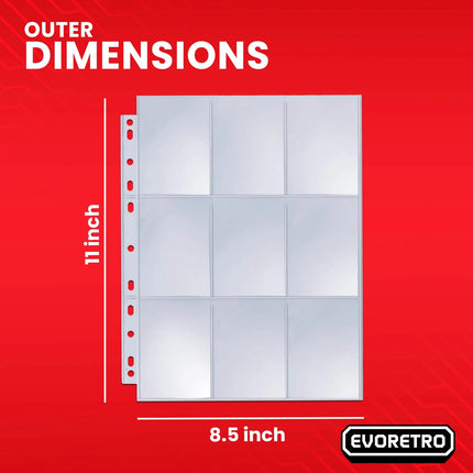 Evoretro 9 Pocket Binder Pages - Pack of 40