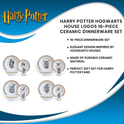 Harry Potter Hogwarts House Logos 16pc Dinnerware Set