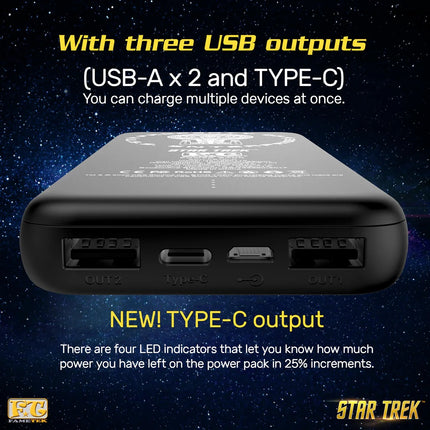 Star Trek TNG 10,000mAh Triple Charging Power Bank with LCARS Design