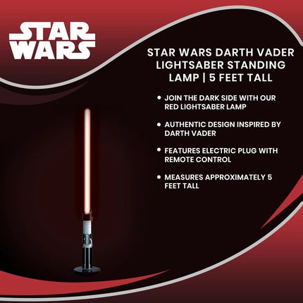 Star Wars Darth Vader Red Lightsaber 5ft Standing Lamp
